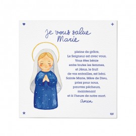 Carte prière Je vous salue Marie - 14 x 14 cm - Images et cartes religieuses papeterie religieuse Godsavetheking