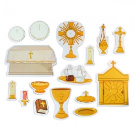 ♥ Kit de messe miniature pour enfants - 21 pièces en mousse et sac de rangement