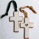 ♥ Croix murale en porcelaine avec Cœur doré en or 22 carats - 9 cm