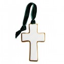 ♥ Croix murale en porcelaine avec finition en or 22 carats - 9 cm