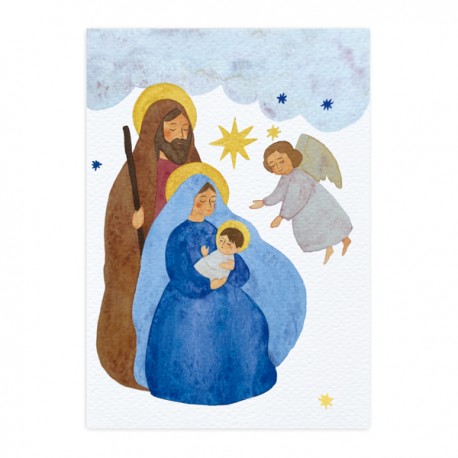 Carte de Noël Sainte Famille - Aquarelle - Cartes et images de Noël Godsavetheking