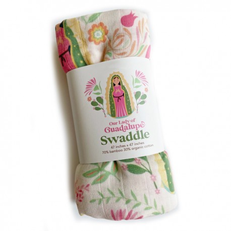 ♥ Lange d'emmaillotage en mousseline Notre-Dame de Guadalupe – 120 x 120 cm