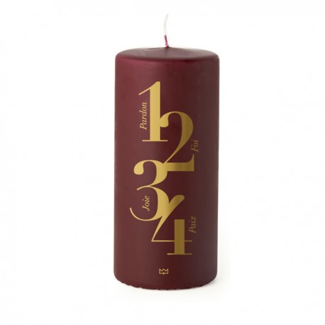 Bougie de l’Avent - Décor en or – Bordeaux - Accueil Godsavetheking