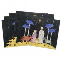 Carte de Noël “Nuit de Noël” – style aquarelle scène de la Nativité lot de 5