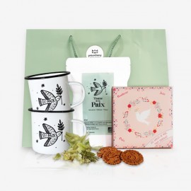 Coffret “Esprit de Paix” – 2 Mugs, Tisane Bio du Monastère & Biscuits au Chocolat - Coffrets cadeaux Godsavetheking