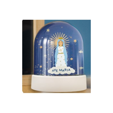 Grande Boule à Neige Vierge Marie - Paillettes Dorées | Fabrication Artisanale et made in France - Idées cadeaux de Noël Gods...