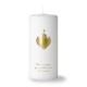 Bougie blanche marquage doré Sacré-Cœur - Bougies neuvaine ou veilleuse objets religieux God save the king