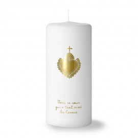 Bougie blanche et Or Sacré-Cœur - Bougies neuvaine ou veilleuse objets religieux God save the king