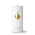 Bougie blanche marquage doré Sacré-Cœur