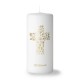 Bougie blanche marquage doré Alléluia avec sa croix - Bougies neuvaine ou veilleuse objets religieux God save the king