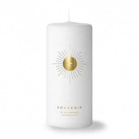 Bougie blanche marquage doré souvenir de ma première Communion - Bougies neuvaine ou veilleuse objets religieux God save the ...