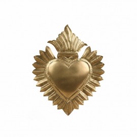 ♥ Sacré-Cœur mural laiton doré - 20 cm