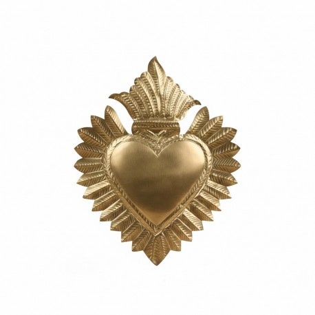 ♥ Sacré-Cœur mural laiton doré - 20 cm