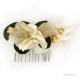 Peigne cheveux JOSÉPHINE 4 cm - Fleurs séchées crème et eucalyptus - Couronne de tête et peigne à cheveux objets religieux Go...