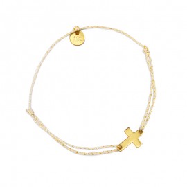 ♥ Bracelet Enfant Lurex croix – Plaqué Or - Cadeaux de Communion fille et garçon Godsavetheking