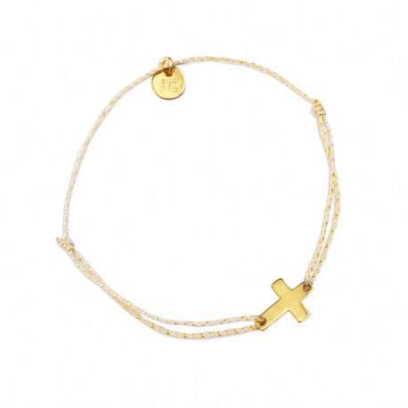 ♥ Bracelet Enfant Lurex croix – Plaqué Or - Cadeaux de Communion fille et garçon Godsavetheking