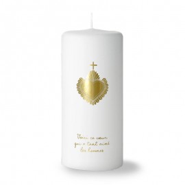 Bougie blanche et Or Sacré-Cœur