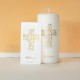 Bougie blanche et Or Croix Alléluia - Bougies objets religieux God save the king
