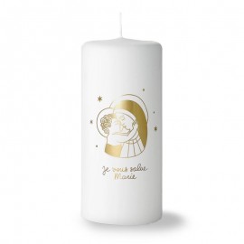 Bougie blanche et Or "je vous salue Marie"