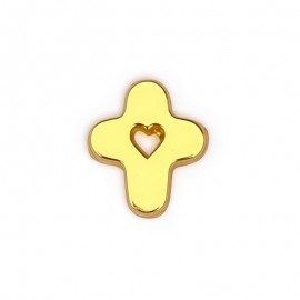 Pin’s Croix Dorée avec Cœur - Pin's et écusson religieux Godsavetheking