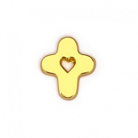 Pin’s Croix Dorée avec Cœur - Pin's et écusson religieux Godsavetheking