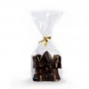Sachet de 6 Cloches de Pâques en chocolat noir 70% fourrées praliné