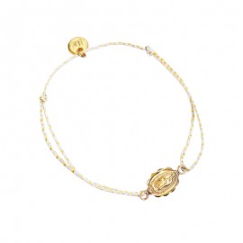 ♥ Bracelet Enfant Lurex Médaille Vierge de Guadalupe – Plaqué Or - Cadeaux de Communion fille et garçon Godsavetheking