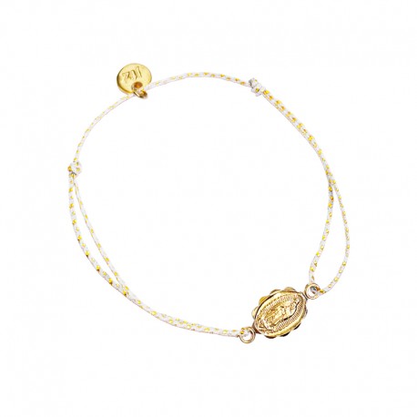 ♥ Bracelet Enfant Lurex Médaille Vierge de Guadalupe – Plaqué Or - Cadeaux de Communion fille et garçon Godsavetheking