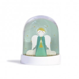 Grande boule &agrave; neige Ange gardien paillettes dor&eacute;es | Fabrication Artisanale et made in France - Boules &agrave; neige objets religi...