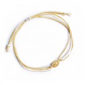 Bracelet Médaille Vierge Marie plaqué or - Fils dorés et blanc