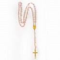 ♥ Chapelet doré Ave Maria en pierres naturelles quartz rose - grand format