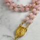 ♥ Chapelet doré Ave Maria en pierres naturelles quartz rose - grand format - Chapelet et dizainiers objets religieux God save...
