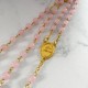 ♥ Chapelet doré Ave Maria en pierres naturelles quartz rose - grand format - Chapelet et dizainiers objets religieux God save...