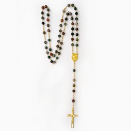 ♥ Chapelet doré Ave Maria en pierres naturelles d'agate - grand format - Chapelet et dizainiers objets religieux God save the...