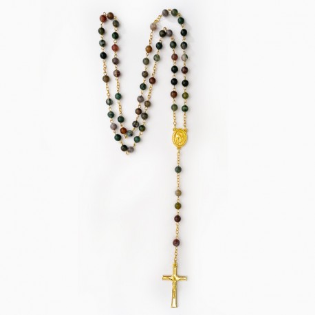 ♥ Chapelet doré Ave Maria en pierres naturelles d'agate - grand format - Chapelet et dizainiers objets religieux God save the...