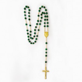 ♥ Chapelet doré Ave Maria en pierres naturelles vertes - grand format - Chapelet et dizainiers objets religieux God save the ...