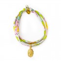 ♥ Bracelet Liberty coulissant Beryl fluo avec médaille Vierge Marie en plaqué or