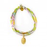 ♥ Bracelet Liberty coulissant Beryl fluo avec médaille Vierge Marie en plaqué or