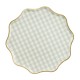 ♥ Assiettes à Carreaux vert sauge - 23 cm - Décoration de Communion Godsavetheking