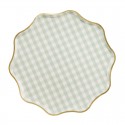 ♥ Assiettes à Carreaux vert sauge - 23 cm