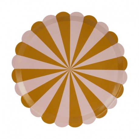 ♥ Assiettes à rayons brun et rose - 21 cm - Décoration de Communion Godsavetheking