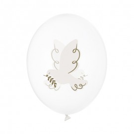 ♥ Ballons avec Colombe - 30 cm - lot de 6 - Décoration de Communion Godsavetheking