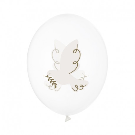 ♥ Ballons avec Colombe - 30 cm - lot de 6 - Décoration de Communion Godsavetheking