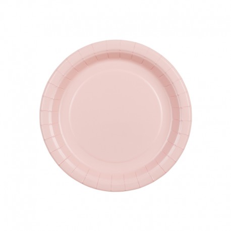 ♥ 6 Assiettes en carton rose clair - 18 cm - Décoration de Communion Godsavetheking