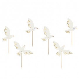 ♥ Cake toppers colombe - Lot de 6 - Décoration de Communion Godsavetheking