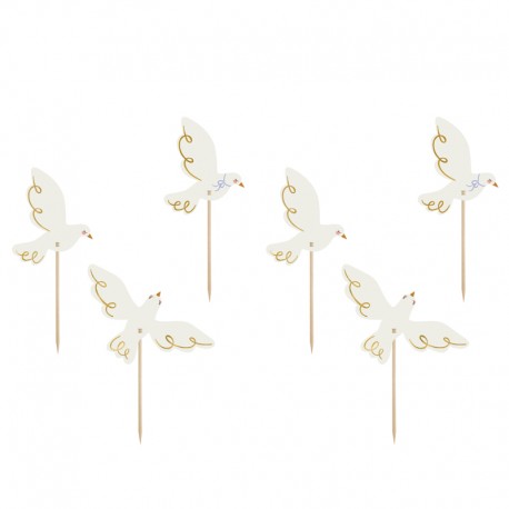 ♥ Cake toppers colombe - Lot de 6 - Décoration de Communion Godsavetheking