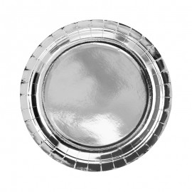 ♥ 6 assiettes en carton Argent metallisé - 23 cm - Décoration de Communion Godsavetheking