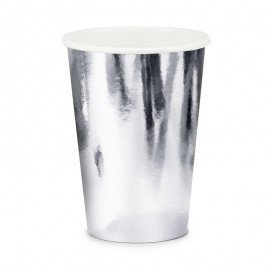 ♥ Gobelets en papier Argent 250ml - Lot de 6 - Décoration de Fête Godsavetheking