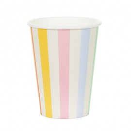 ♥ Gobelets Rayures couleur pastel, 400 ml - Lot de 6 - Décoration de Fête Godsavetheking