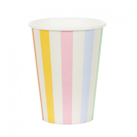 ♥ Gobelets Rayures couleur pastel, 400 ml - Lot de 6 - Décoration de Fête Godsavetheking